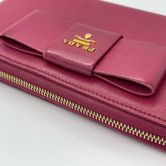 Prada Pink Fiocco Bow Saffiano Lux Long Wallet - Picture 5 of 15